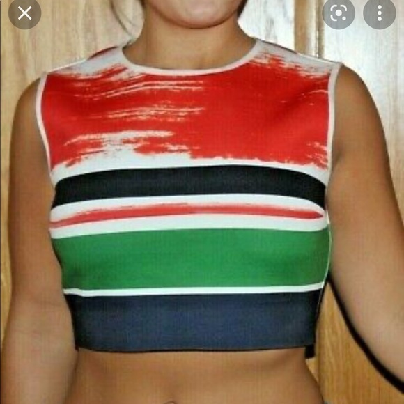 Clover Canyon Striped Neoprene Crop Top - Picture 1 of 7